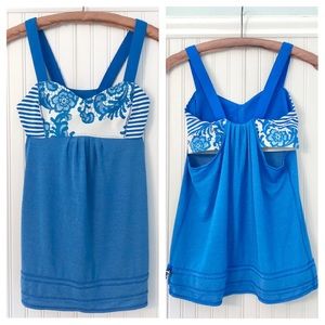 Lululemon Blue Floral Back on Track Bra Tank Top 6